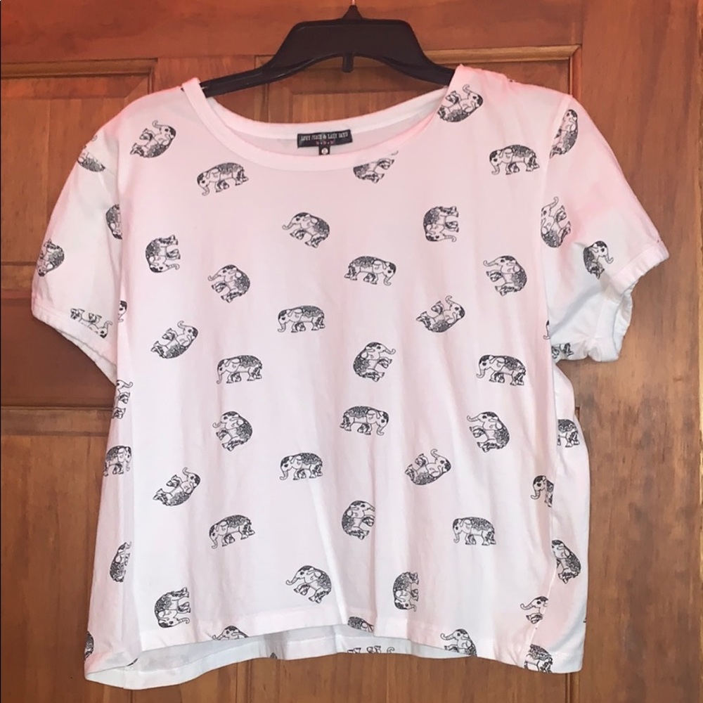 Love peace and lazy days cropped elephant T-shirt